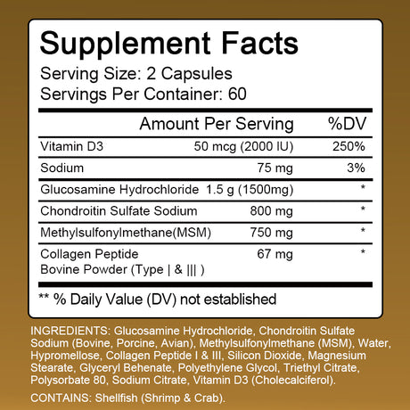 Alxfresh Chondroitin Glucosamine Capsules Turmeric Tablet for Knee, Joint Health, Bone Quickly Nutrition Supplement