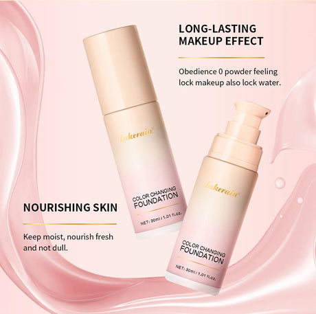 SPF30+Color Changing Foundation 4 in 1 Sun Liquid Moisture Waterproof Nourishes Coverage for All Skin Types Free Puff