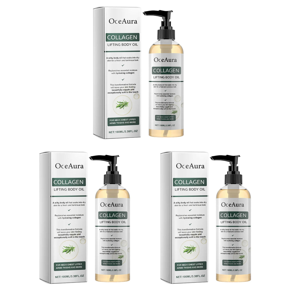 OceAura Collagen Body Oil Enhance Skin Deep Hydration Moisturizing Repair Nourishing Dry Skin Refreshing Rosemary Non-greasy Oil