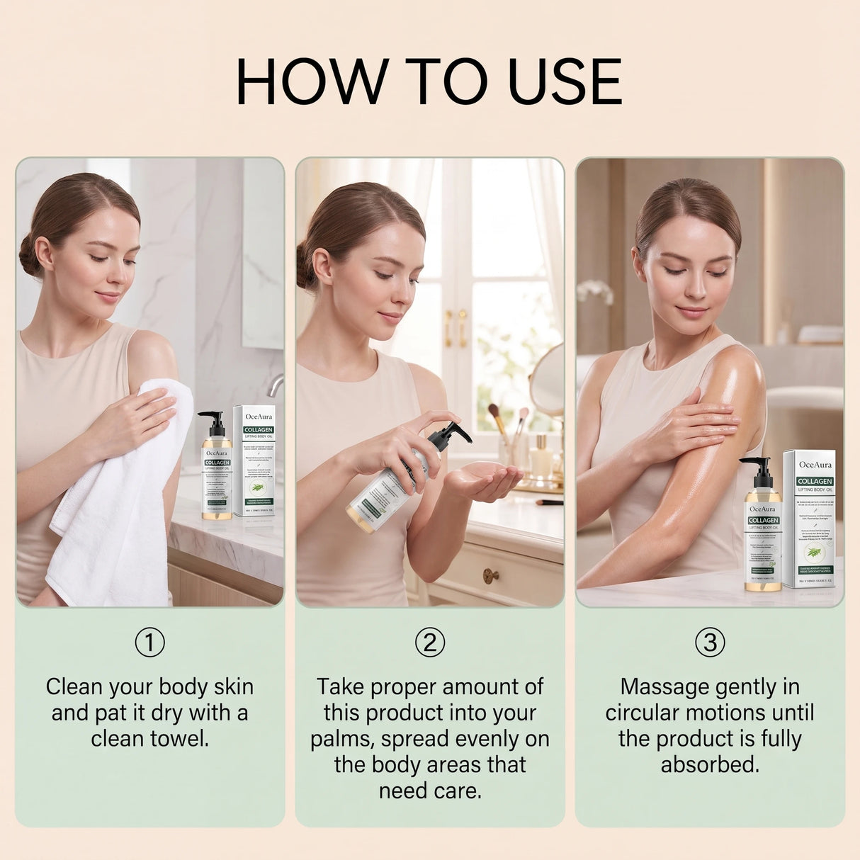 OceAura Collagen Body Oil Enhance Skin Deep Hydration Moisturizing Repair Nourishing Dry Skin Refreshing Rosemary Non-greasy Oil