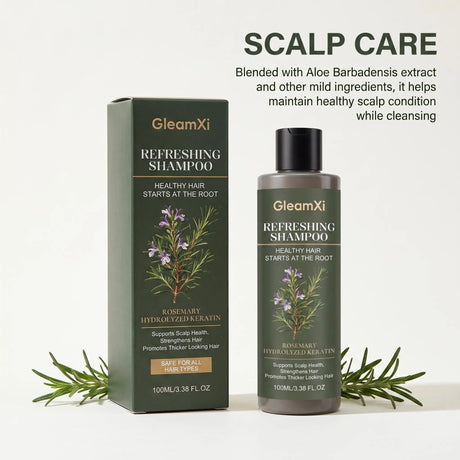 Gleamxi Rosemary Shampoo Gently Nourishing Scalp Care Anti Loss Strengthen Repair Damaged Oil Control Deep Cleaning Hair Growth Shampoo