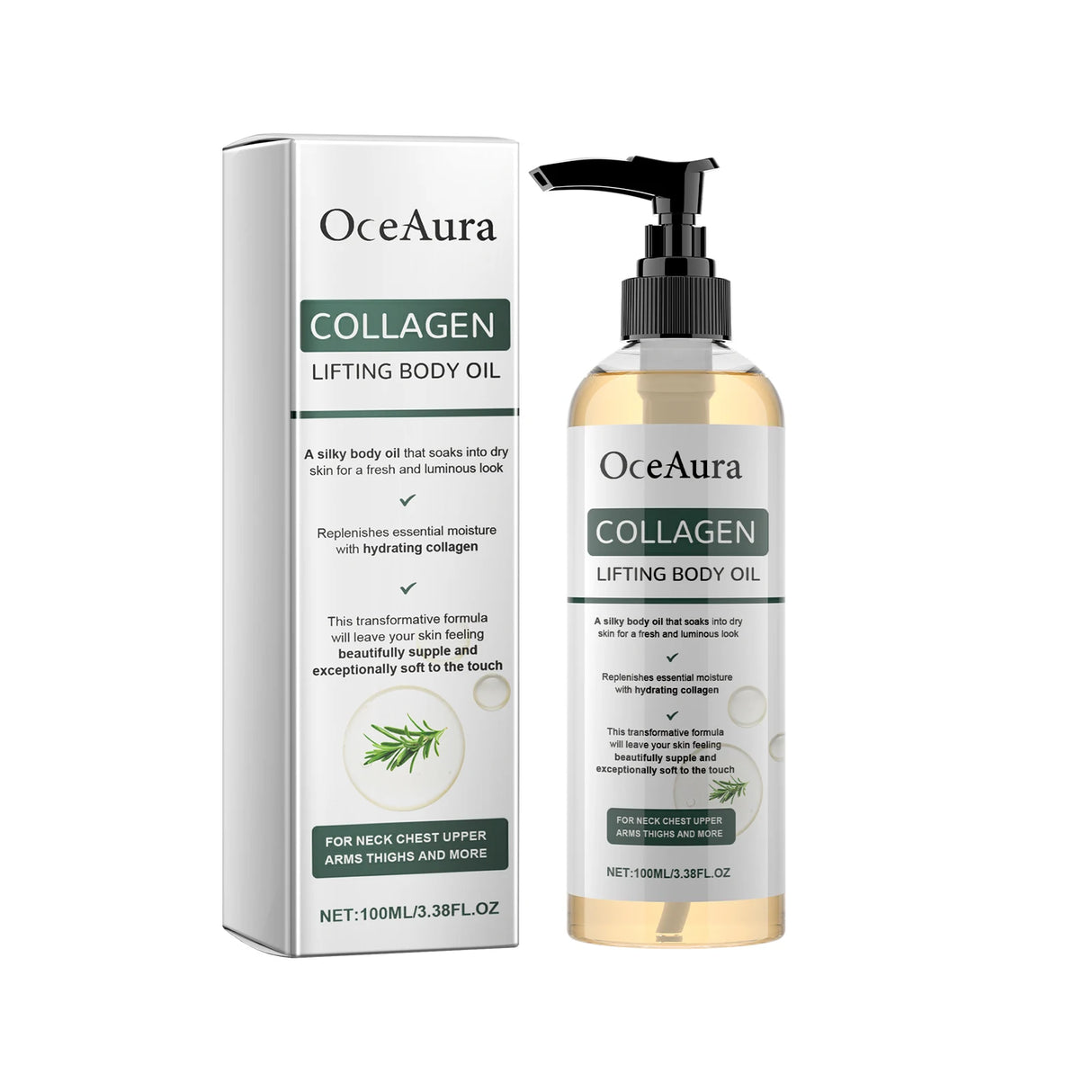 OceAura Collagen Body Oil Enhance Skin Deep Hydration Moisturizing Repair Nourishing Dry Skin Refreshing Rosemary Non-greasy Oil