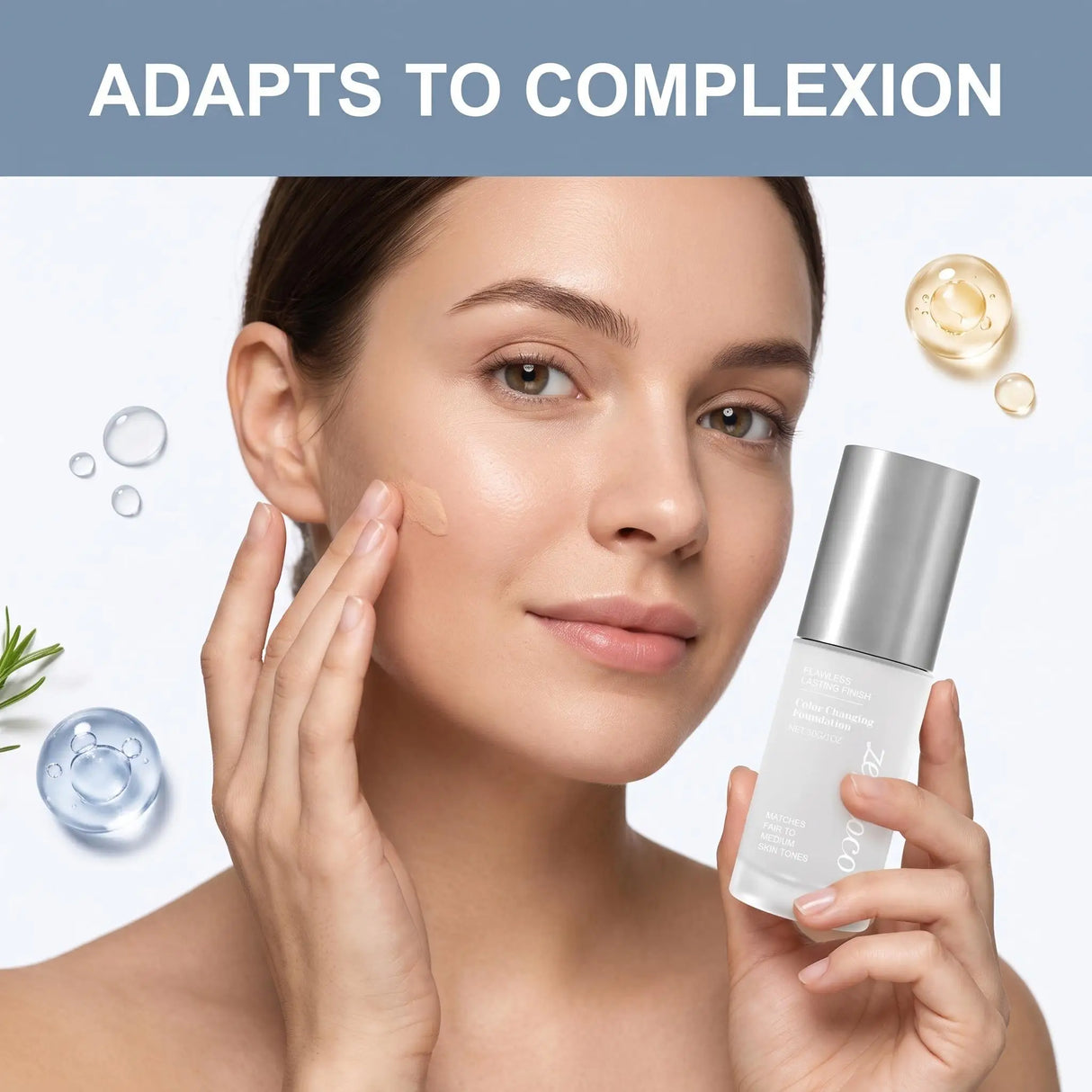 Zephoco Color Changing Foundation Waterproof Sweating Natural Lightweight Hydrating Matches Fair Medium Skin Tones Longwearing Matte High Coverage Makeup Liquid Face Base Makeup