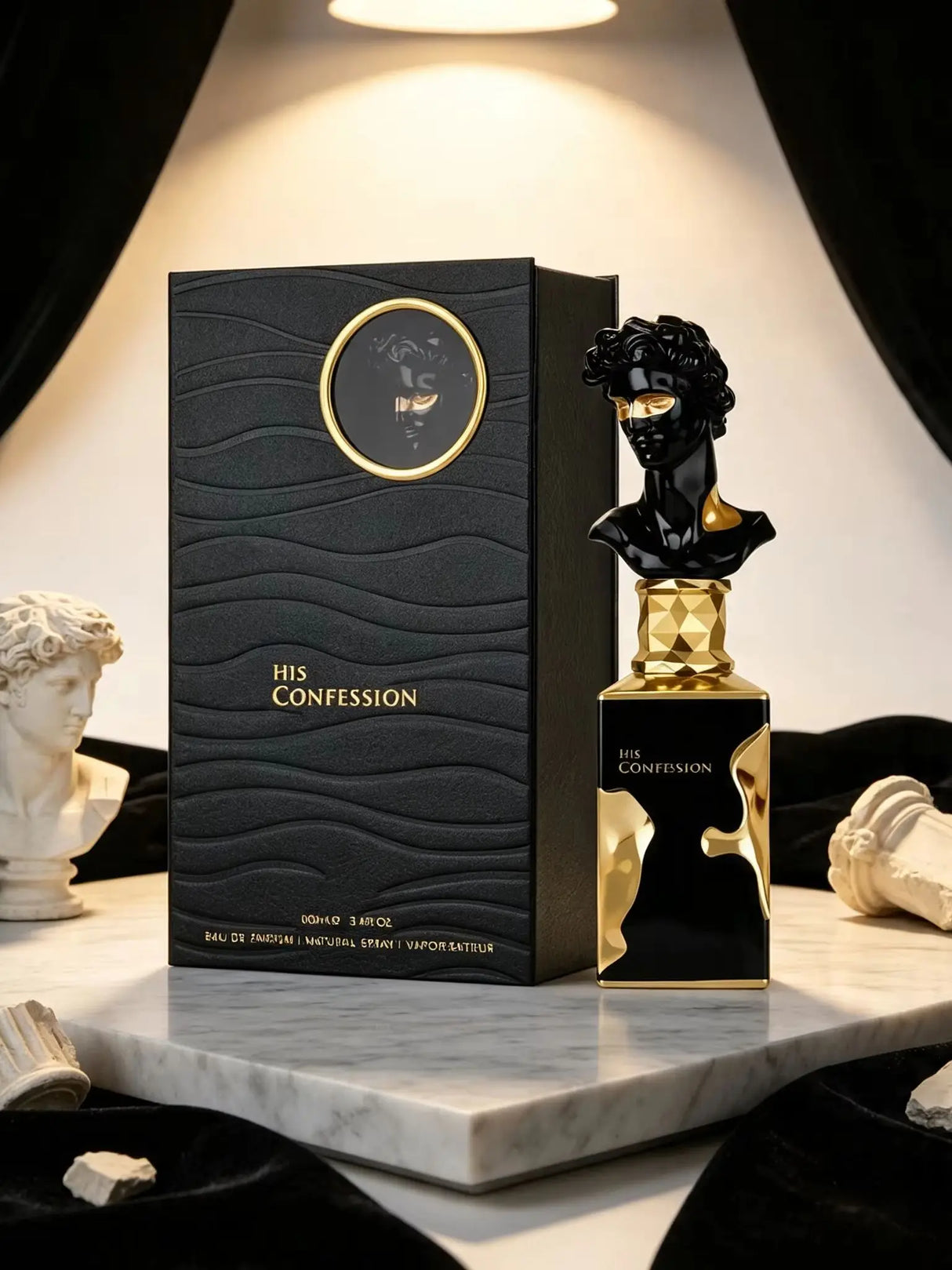 His Confession for Men Eau de Parfum Spray – Warm Oriental Amber, Vanilla & Woody Spicy Scent, Long-Lasting Intense Fragrance, Perfect Gift, 3.4 fl oz / 100 ml
