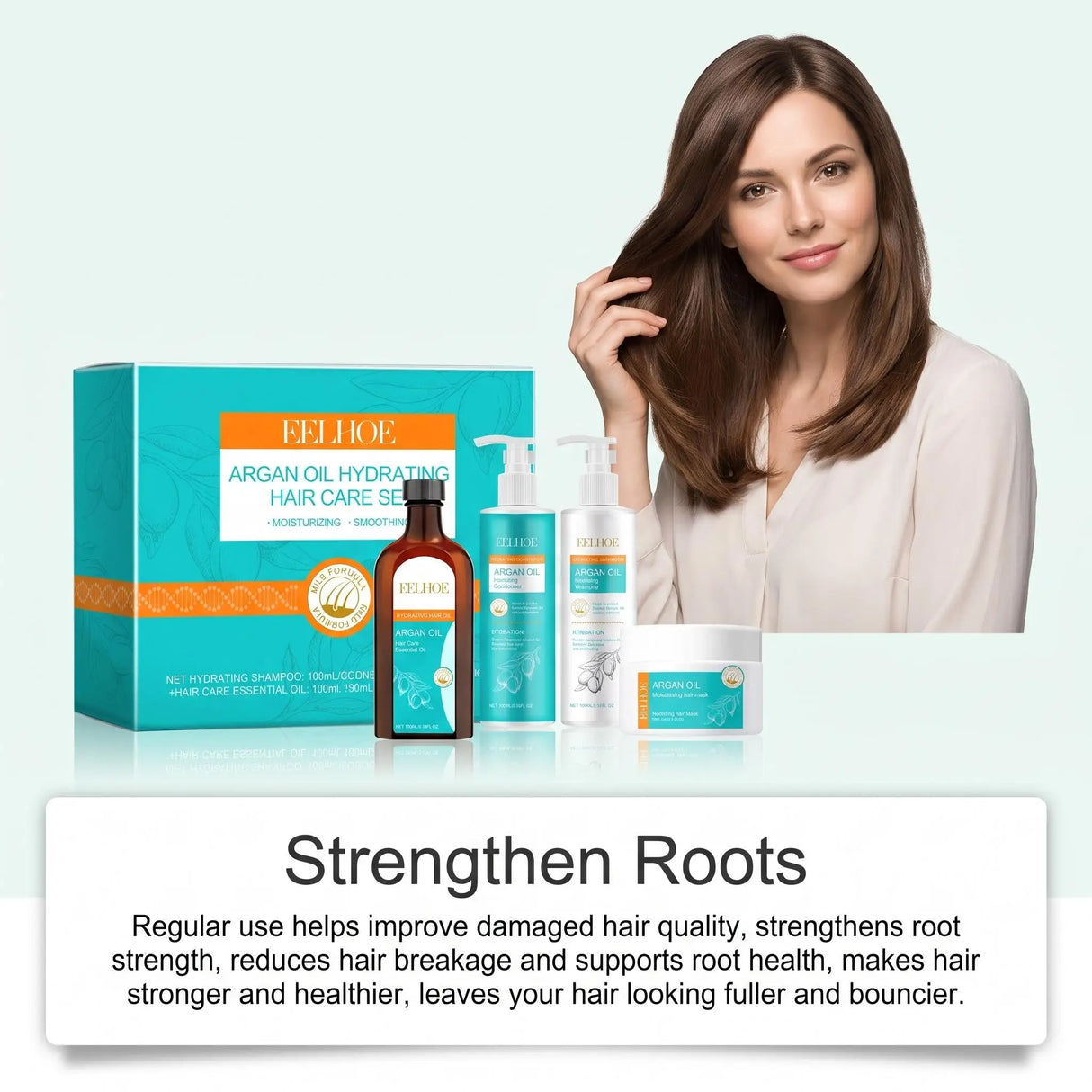 Moroccan Argan Oil Hair Care Set Gently Cleanses Deep Moisturizing Smoothing Soften Repairing Damaged Reduces Frizz Shampoo Conditioner Set