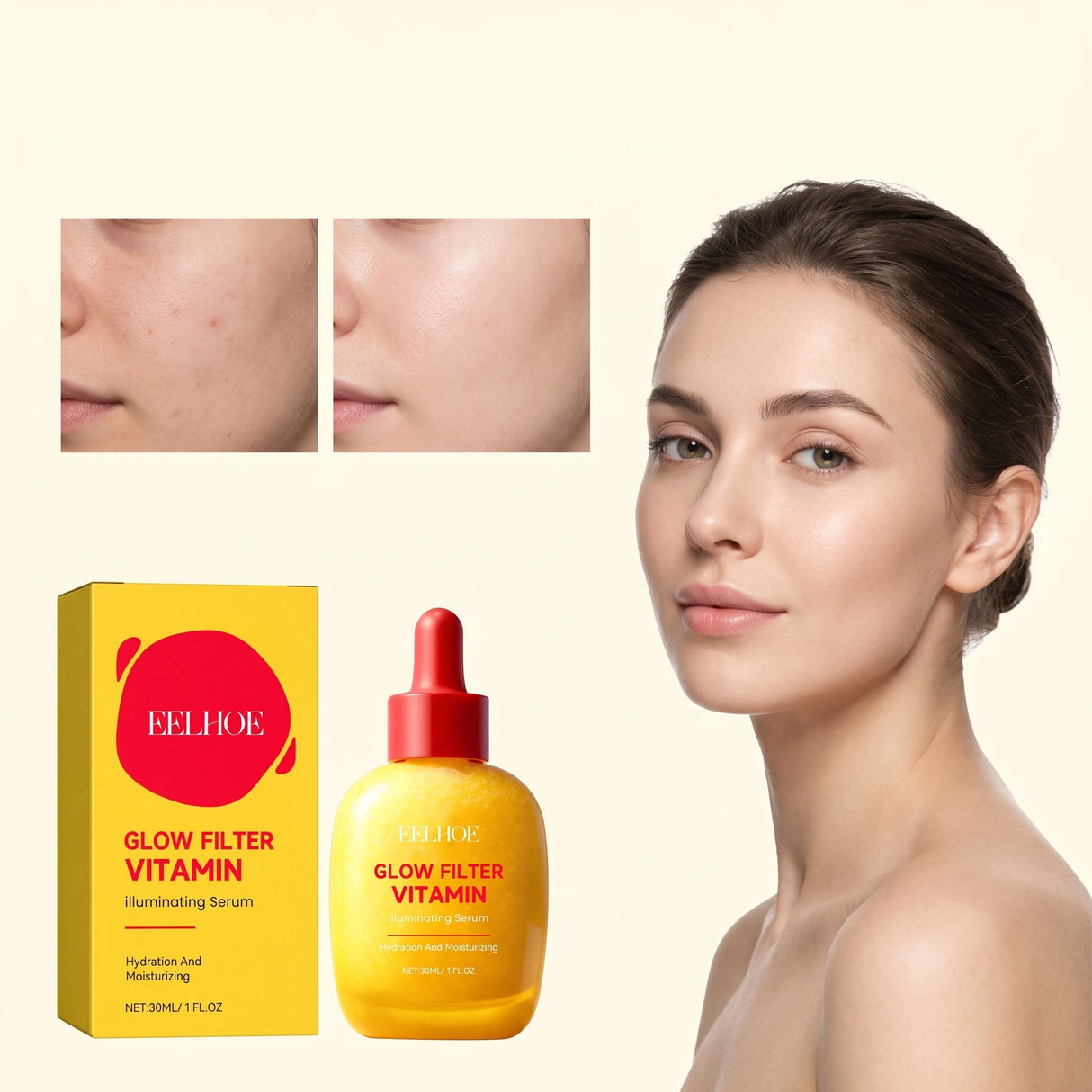 30ML Vitamin Facial Serum Deep Hydrating Enhance Smoothness Boosts Skin Elasticity Nourishing Pores Glowing Non-greasy Soothing Facial Serum
