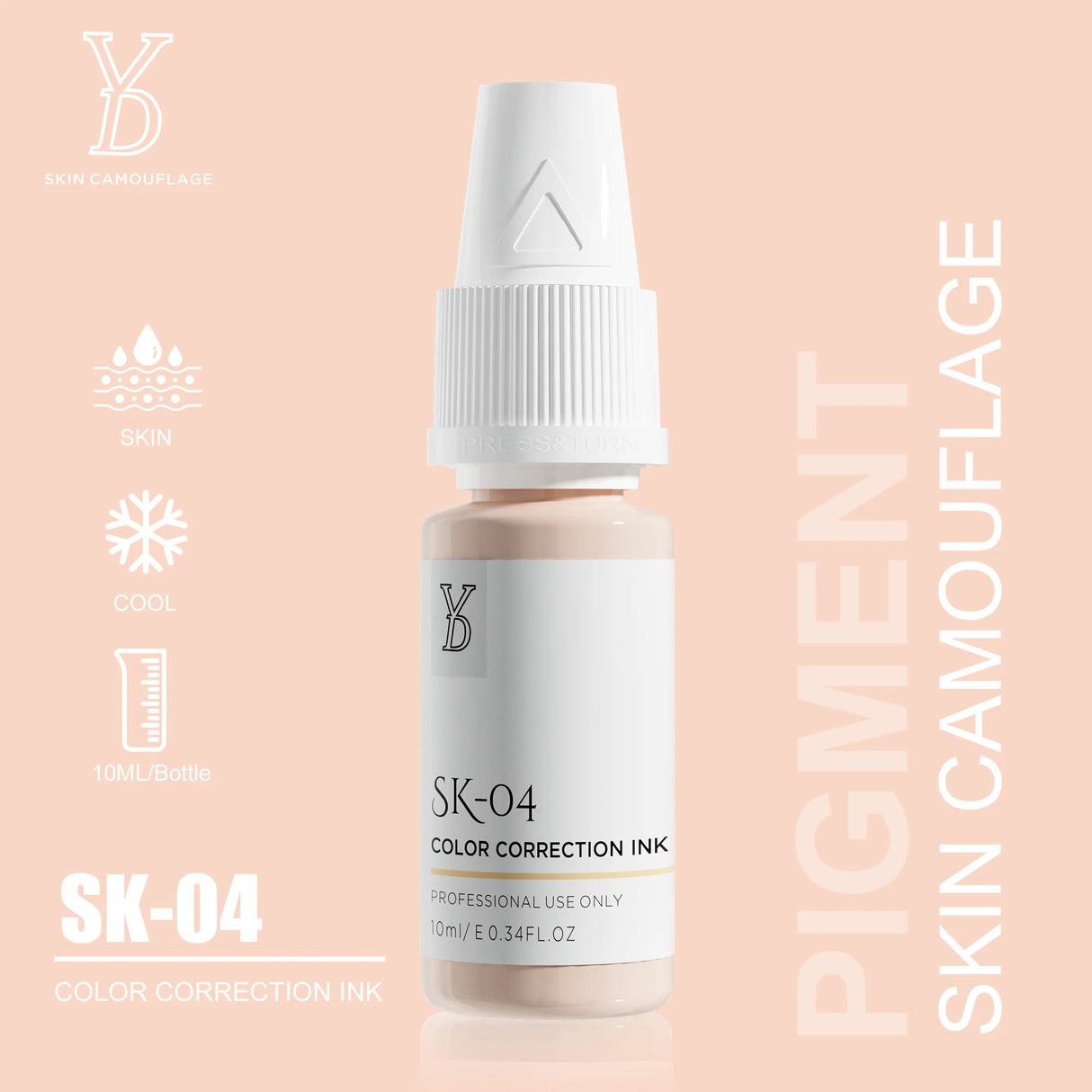 YD Professional 10ML Camouflage Pigment Semi Permanent Makeup Tattoo Ink for Scar Cover Stretch Marks Vitiligo Restore Skin Tone