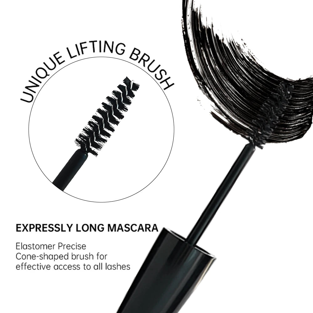 4D Black Mascara Thickening Lengthening Waterproof Fiber Mascara Long Lasting Eyelash Makeup Waterproof Liquid Fiber Mascara