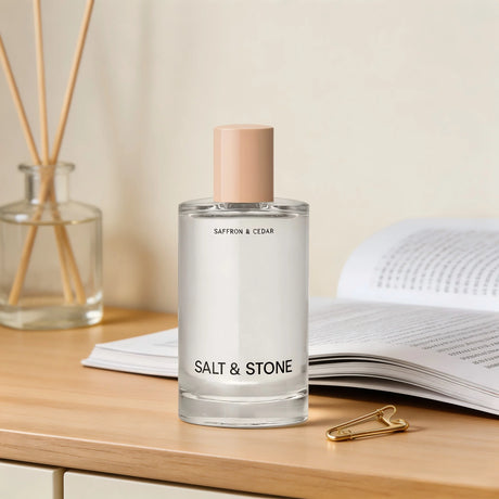 Salt & Stone Body Mist | Saffron & Cedar | Skincare Infused Hair & Body Spray for Women and Men | Hydrating Fragrance with Glycerin and Red Algae | Vegan, Cruelty Free, 3.4 fl oz.