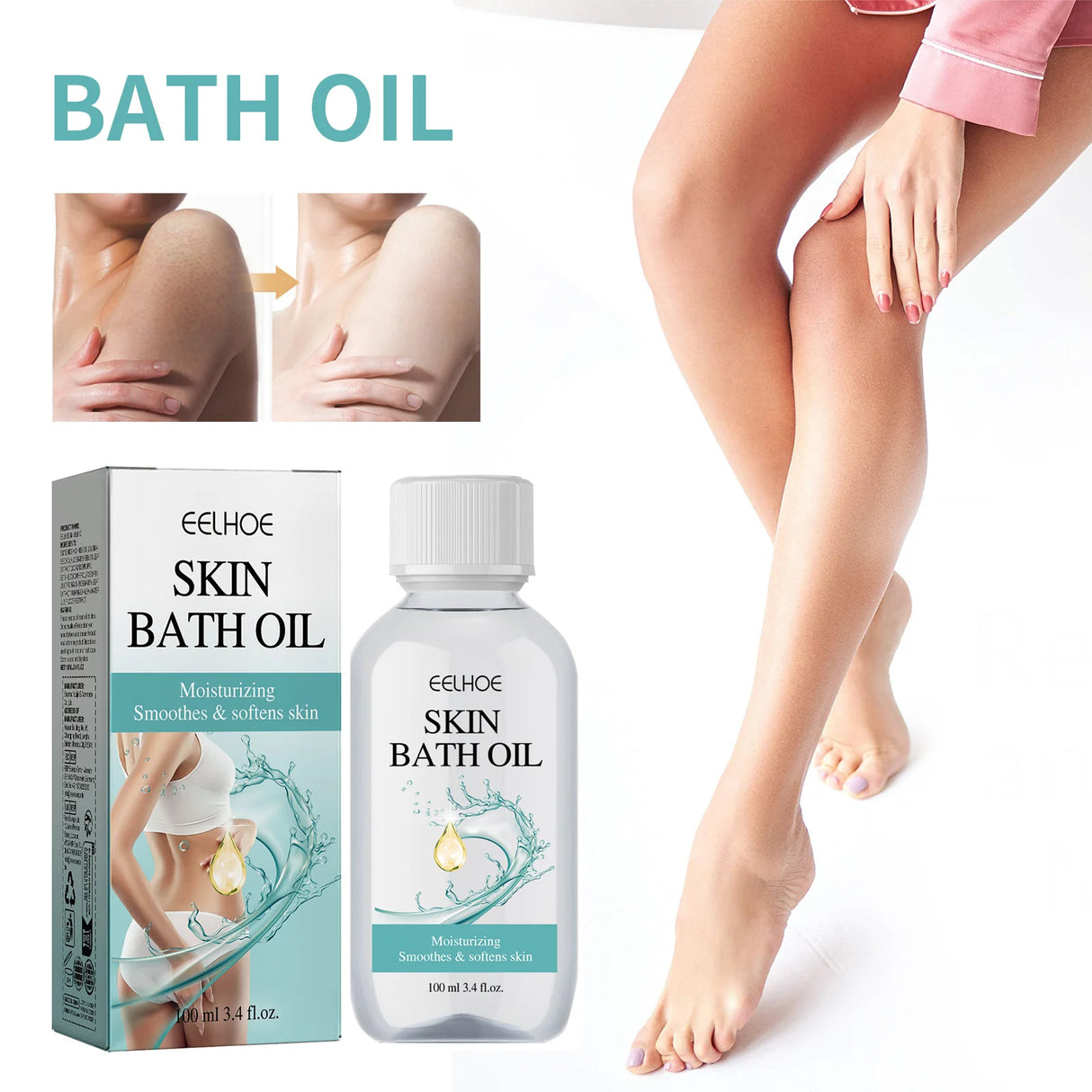 EELHOE 100g Bath Oil, Body Cleansing Oil, Moisturizing and Nourishing Shower Oil for Skin Care, Daily Bath Essentials