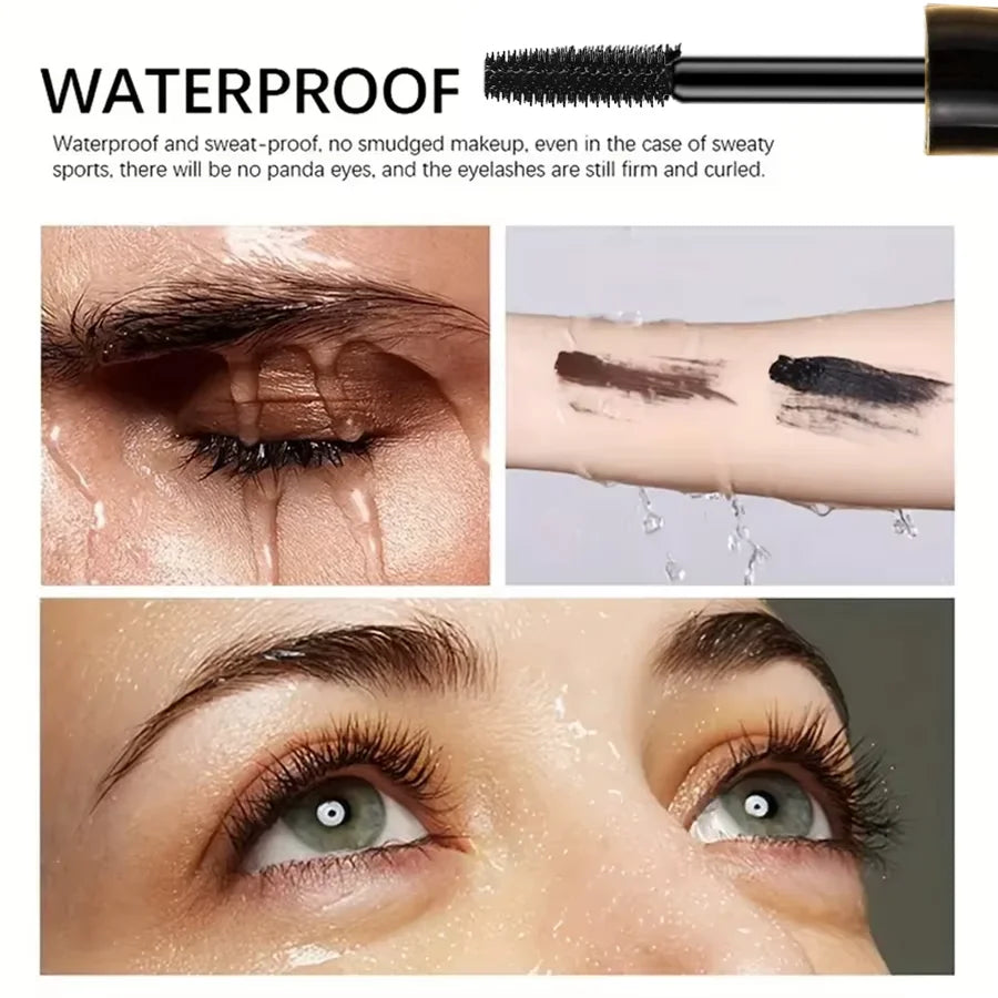 4D Black Mascara Thickening Lengthening Waterproof Fiber Mascara Long Lasting Eyelash Makeup Waterproof Liquid Fiber Mascara