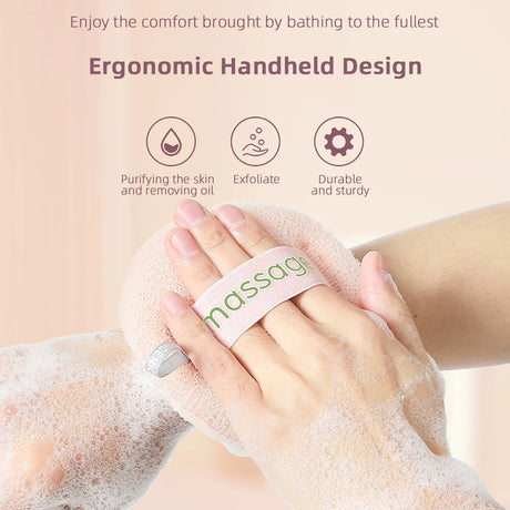 Shower Loofah Bath Sponge With Hanging Rope Exfoliating Soft Mesh Body Scrubber Rich Lather 3D Knit Design For Smooth Skin