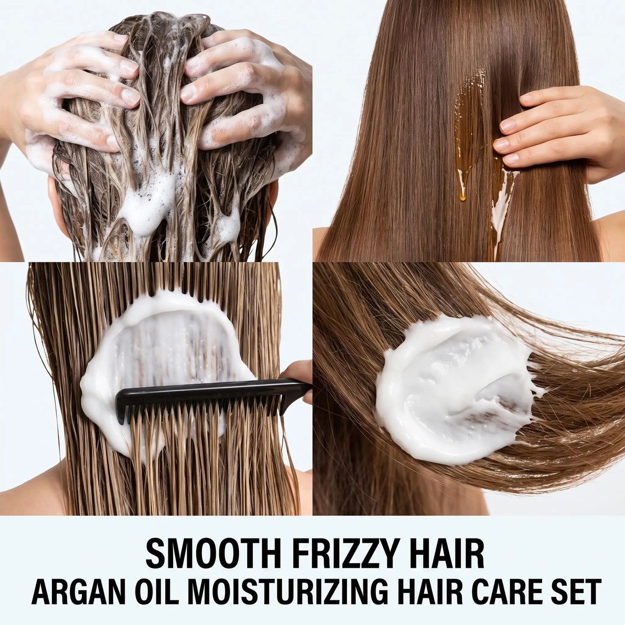 Moroccan Argan Oil Hair Care Set Gently Cleanses Deep Moisturizing Smoothing Soften Repairing Damaged Reduces Frizz Shampoo Conditioner Set