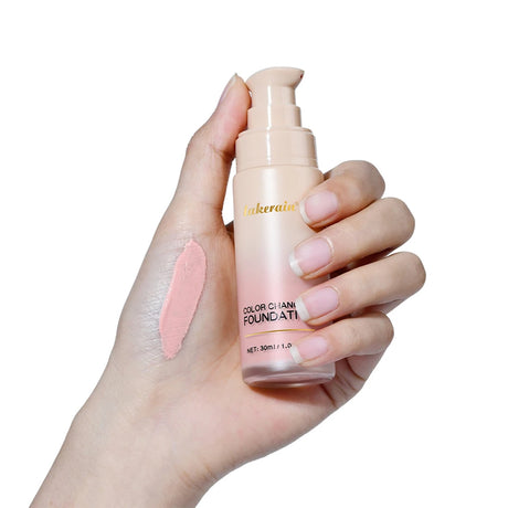SPF30+Color Changing Foundation 4 in 1 Sun Liquid Moisture Waterproof Nourishes Coverage for All Skin Types Free Puff