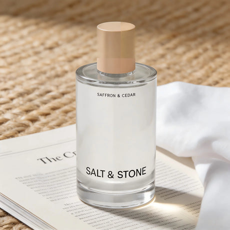 Salt & Stone Body Mist | Saffron & Cedar | Skincare Infused Hair & Body Spray for Women and Men | Hydrating Fragrance with Glycerin and Red Algae | Vegan, Cruelty Free, 3.4 fl oz.