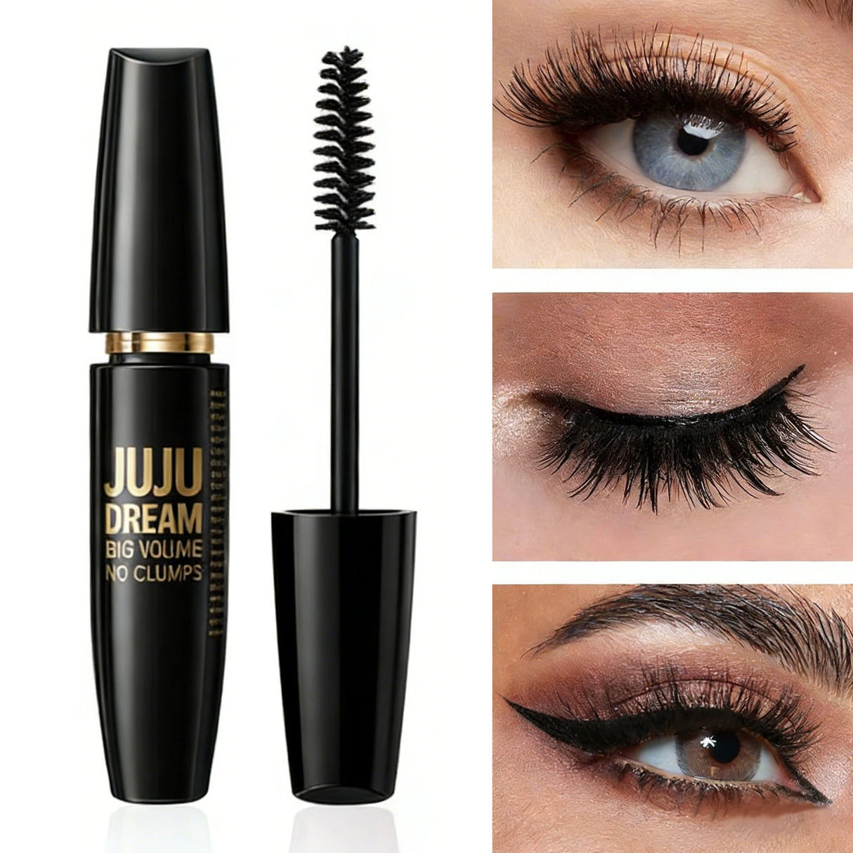 4D Black Mascara Thickening Lengthening Waterproof Fiber Mascara Long Lasting Eyelash Makeup Waterproof Liquid Fiber Mascara
