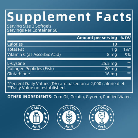GPGP Greenpeople Glutathione Collagen Peptides Capsules Supports Healthy Hair, Skin & Nails Antioxidant Helps Maintain Skin Smooth