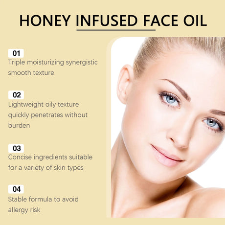 OUHOE 20ml Honey Essential Oil Skin Care Essential Oil Suitable For All Skin Types Daily Home Use For Facial Massage Gentle Skin