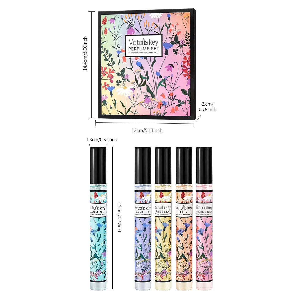 5pcs Rich Floral Fragrance 10ml Set Hair and Body Fragrance Spray Long-Lasting Scent Women Holiday Gift Box Set Beautiful