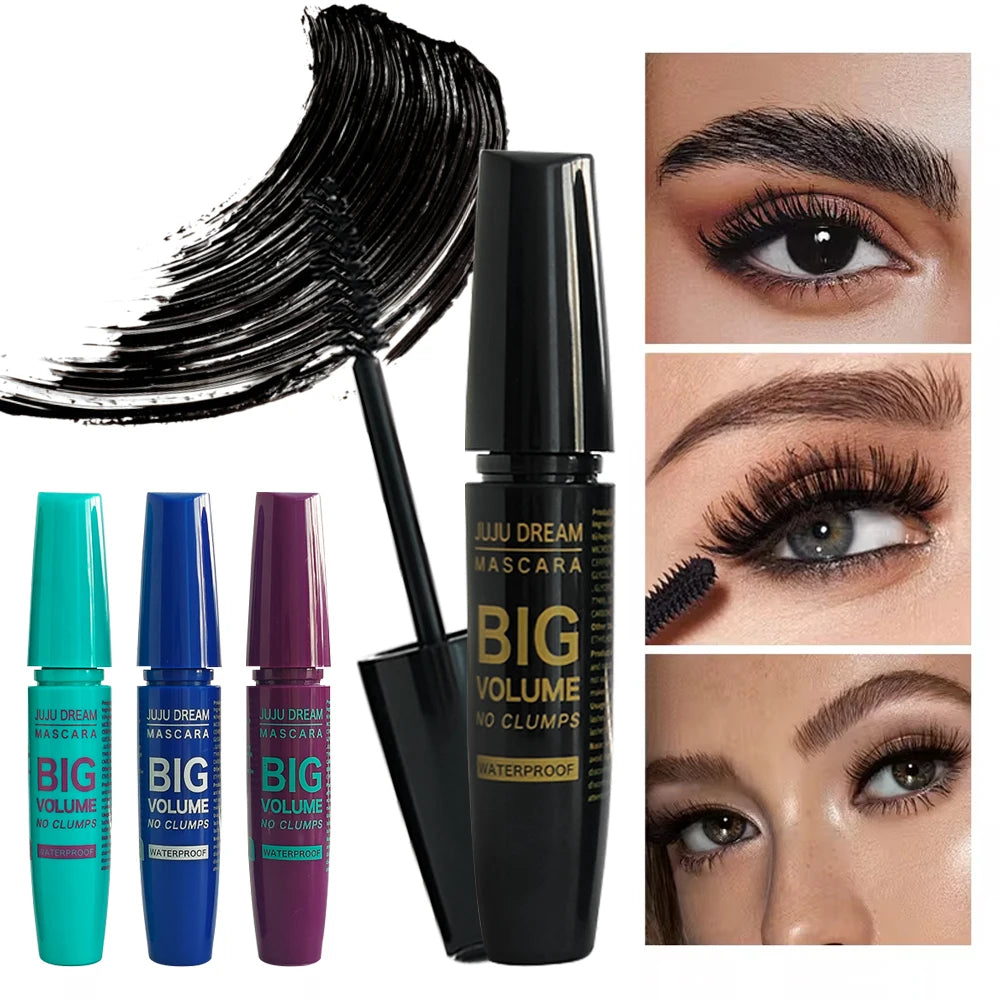 4D Black Mascara Thickening Lengthening Waterproof Fiber Mascara Long Lasting Eyelash Makeup Waterproof Liquid Fiber Mascara