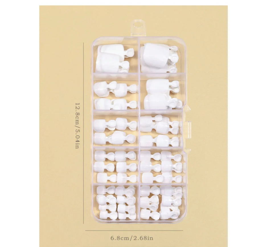120pcs False Toe Nail Tips 12 Sizes White Full Cover Fake Toenail Tips Press On Salon Toe Nail Art Extenn Design Toenails Artifi