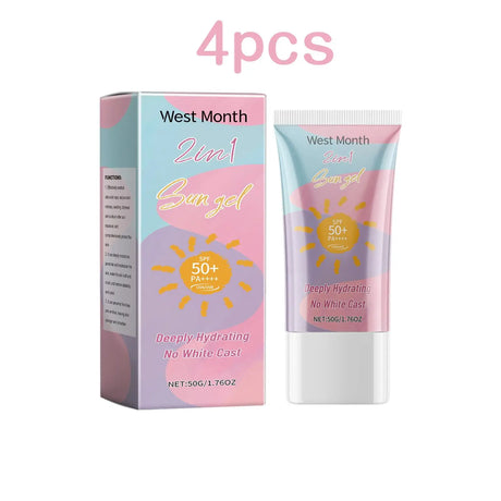 West&Month 2 In 1 UV Protection Body Face Lotion Lightweight Fast Immediate Absorption Long Lasting Hydrating Nourishing Cream Powerful Antioxidant Barrier Protection Against UVA UVB Non Greasy Daily Sun Skin Care Moisturizer