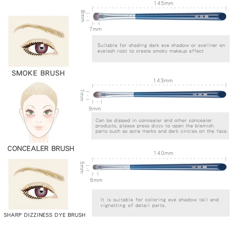 MyDestiny Azure Blue 11pcs Makeup Brush Set&Kit Super Soft Fiber, High Quality Face&Eye Foundation Eyeshadow Powder Brush
