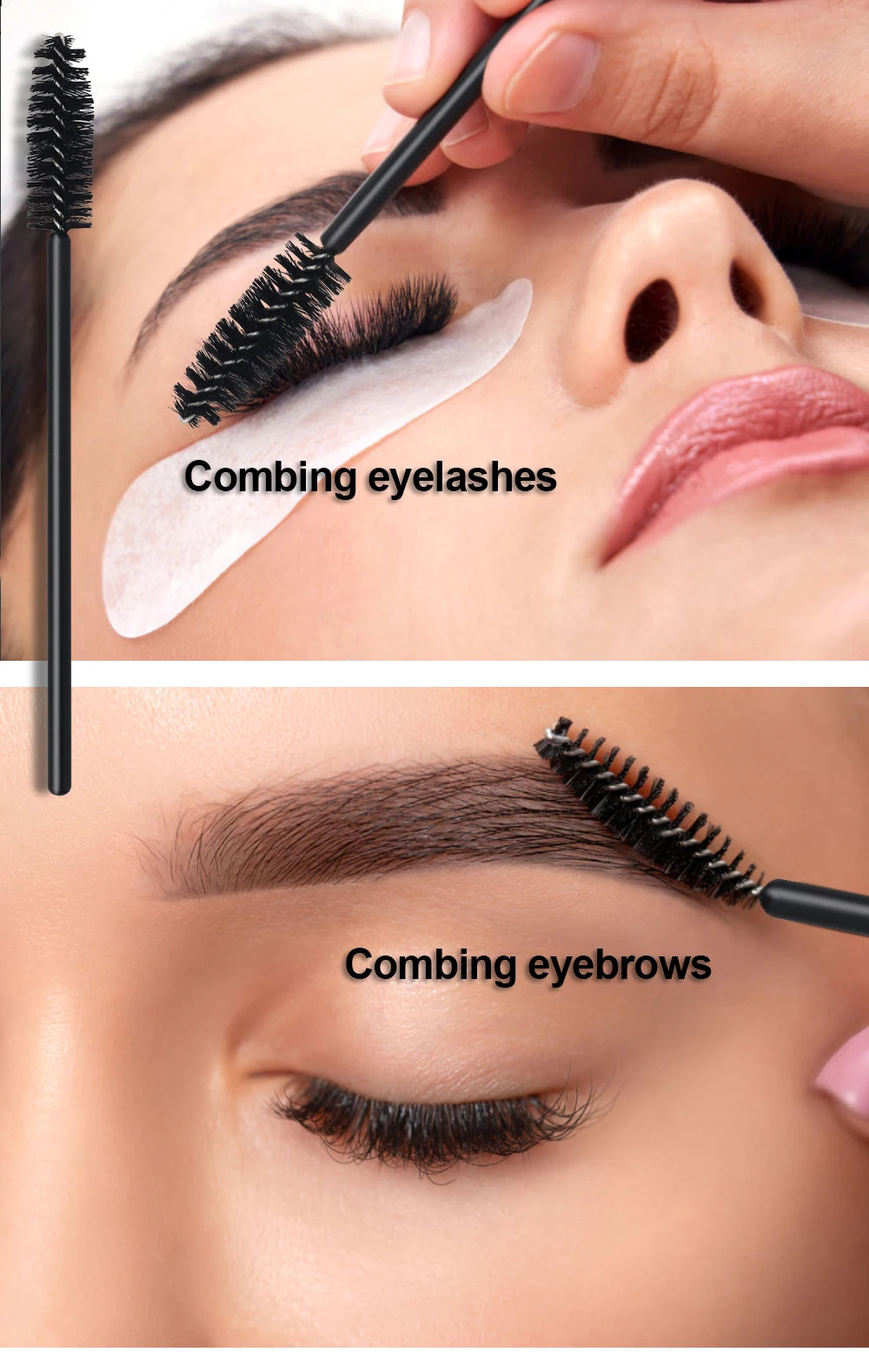 ANNAFRIS 50Pcs Disposable Eyelash Brush Soft Head Crystal Eyebrow Brush Lash Extension Brush Mascara Wand Makeup Tool