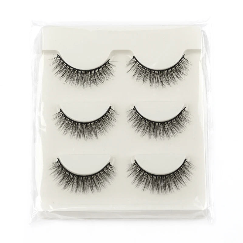 Faux Cils 3 Pairs False Eyelashes Soft Natural Long Wispy Fluffy 3D Mink Lashes Handmade Makeup Tool Extension Fake Eye Lashes