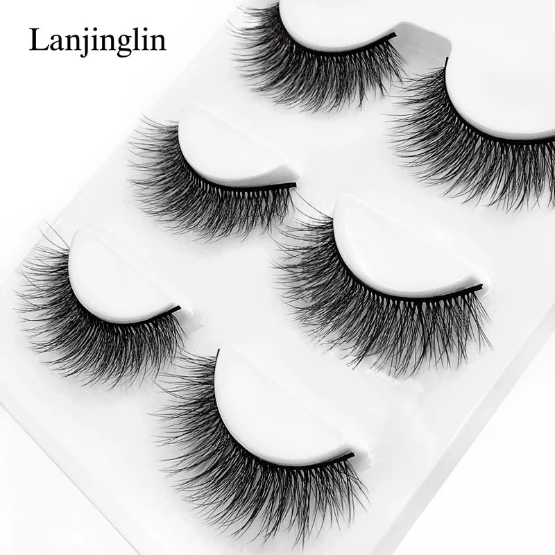 Faux Cils 3 Pairs False Eyelashes Soft Natural Long Wispy Fluffy 3D Mink Lashes Handmade Makeup Tool Extension Fake Eye Lashes