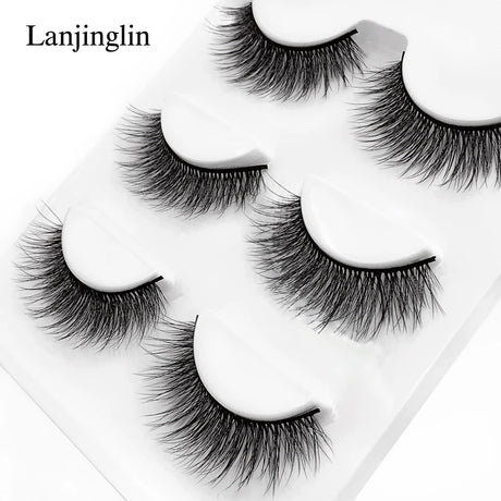 Faux Cils 3 Pairs False Eyelashes Soft Natural Long Wispy Fluffy 3D Mink Lashes Handmade Makeup Tool Extension Fake Eye Lashes