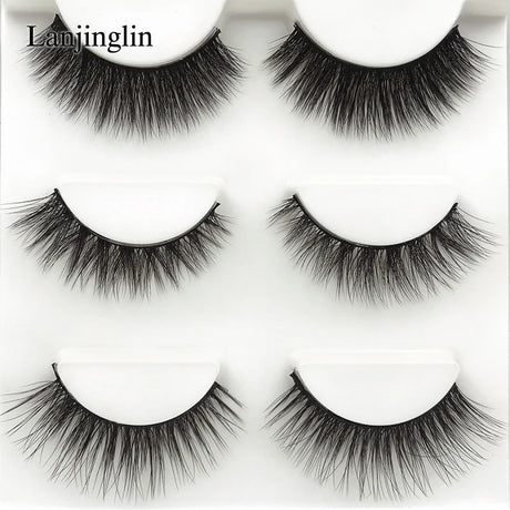 Faux Cils 3 Pairs False Eyelashes Soft Natural Long Wispy Fluffy 3D Mink Lashes Handmade Makeup Tool Extension Fake Eye Lashes