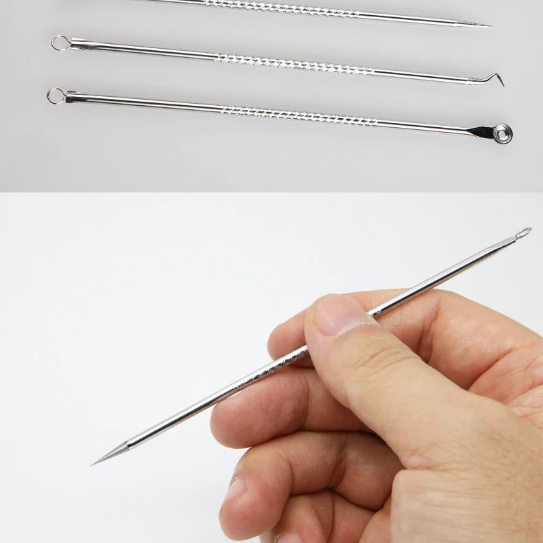 4PCS Acne Blackhead Comedone Black Spot Pimple Blemish Remover Skin Care Women Beauty Acne Treatment Pore Cleanser Needle Hook