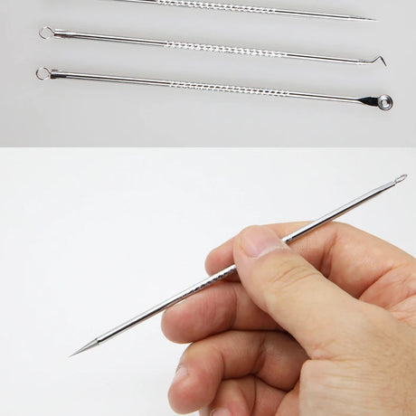 4PCS Acne Blackhead Comedone Black Spot Pimple Blemish Remover Skin Care Women Beauty Acne Treatment Pore Cleanser Needle Hook
