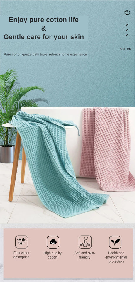 2/4 Pcs 100% Cotton Bath Towel Set for Adult Children High Quality Waffle Towel Soft Highly Absorbent Home Bathroom Washcloth