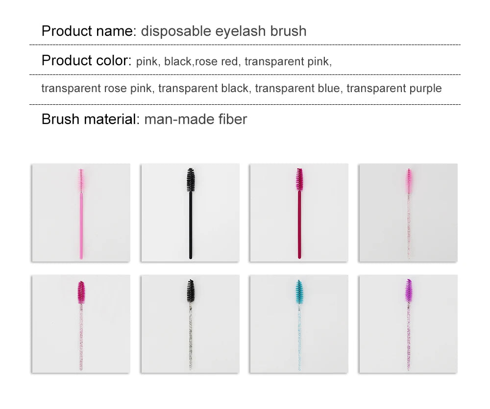 ANNAFRIS 50Pcs Disposable Eyelash Brush Soft Head Crystal Eyebrow Brush Lash Extension Brush Mascara Wand Makeup Tool
