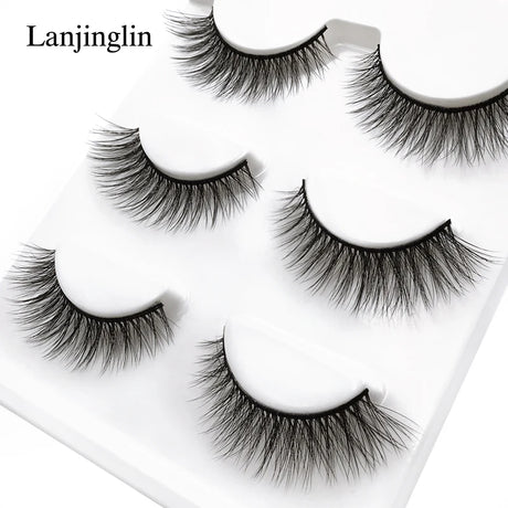 Faux Cils 3 Pairs False Eyelashes Soft Natural Long Wispy Fluffy 3D Mink Lashes Handmade Makeup Tool Extension Fake Eye Lashes