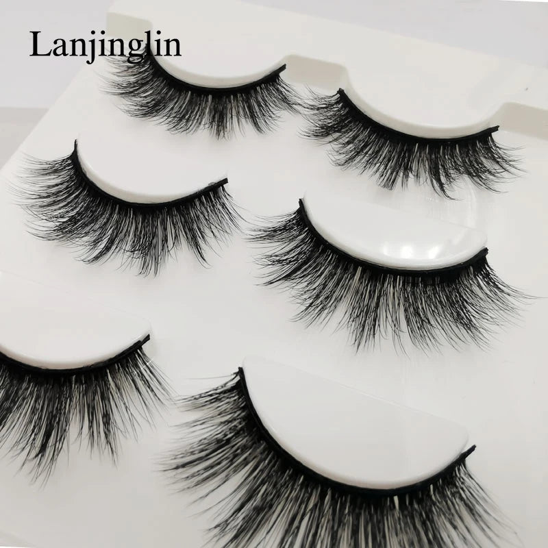 Faux Cils 3 Pairs False Eyelashes Soft Natural Long Wispy Fluffy 3D Mink Lashes Handmade Makeup Tool Extension Fake Eye Lashes