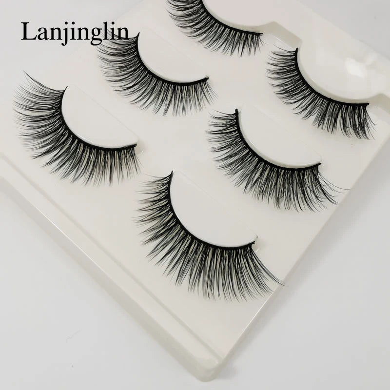 Faux Cils 3 Pairs False Eyelashes Soft Natural Long Wispy Fluffy 3D Mink Lashes Handmade Makeup Tool Extension Fake Eye Lashes