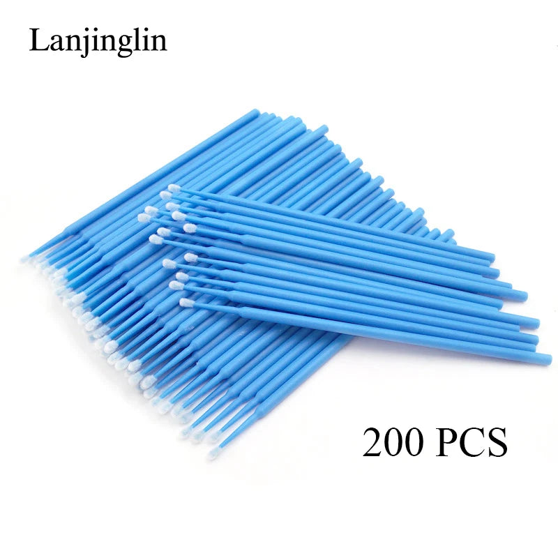 100/200pcs Eyelash Cleaning Brush Lash Extension Micro Cotton Swab Eyelashes Microbrush Beauty Makeup Clean Remover Tools