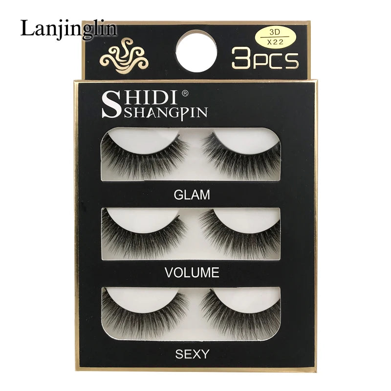 Faux Cils 3 Pairs False Eyelashes Soft Natural Long Wispy Fluffy 3D Mink Lashes Handmade Makeup Tool Extension Fake Eye Lashes