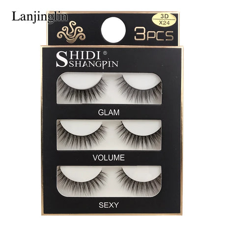 Faux Cils 3 Pairs False Eyelashes Soft Natural Long Wispy Fluffy 3D Mink Lashes Handmade Makeup Tool Extension Fake Eye Lashes