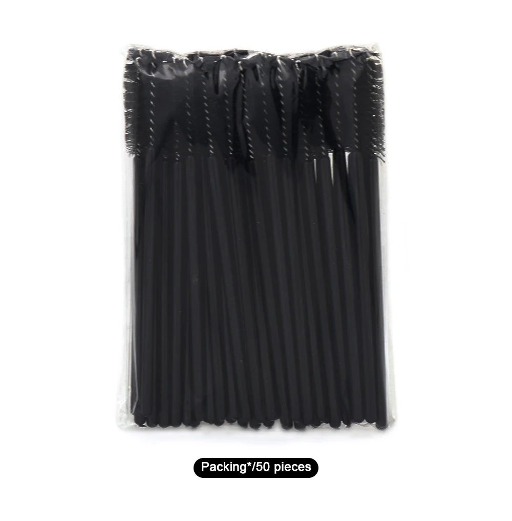 ANNAFRIS 50Pcs Disposable Eyelash Brush Soft Head Crystal Eyebrow Brush Lash Extension Brush Mascara Wand Makeup Tool