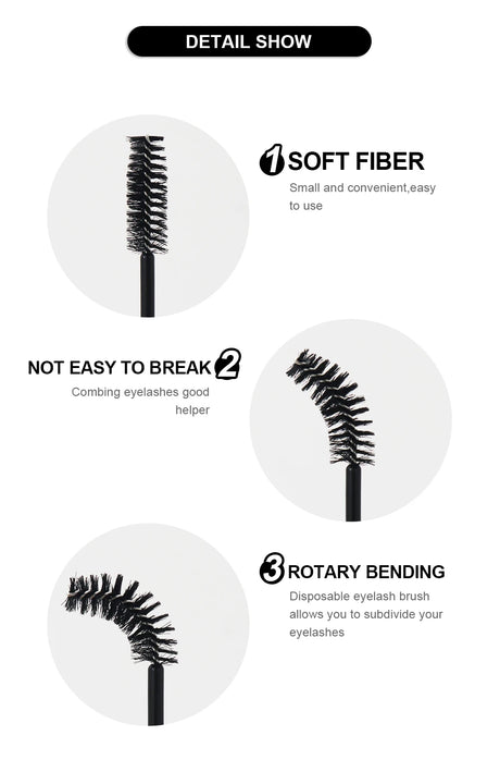 ANNAFRIS 50Pcs Disposable Eyelash Brush Soft Head Crystal Eyebrow Brush Lash Extension Brush Mascara Wand Makeup Tool
