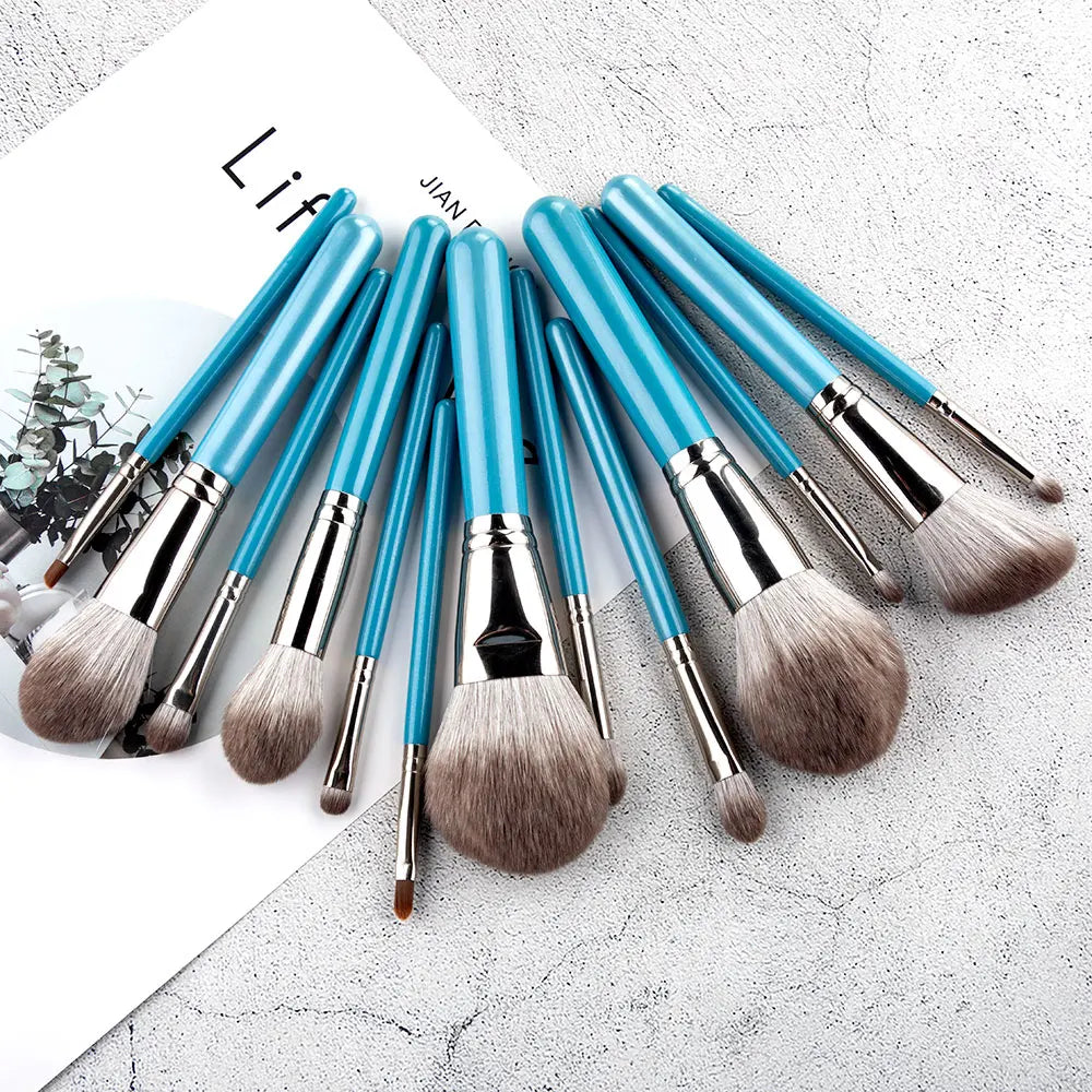 13pcs Makeup Brushes Set with Leather Bag Foundation Powder Blush Eyeshadow Eyebrow Brush Soft Hair Cosmetic Makeup Tool