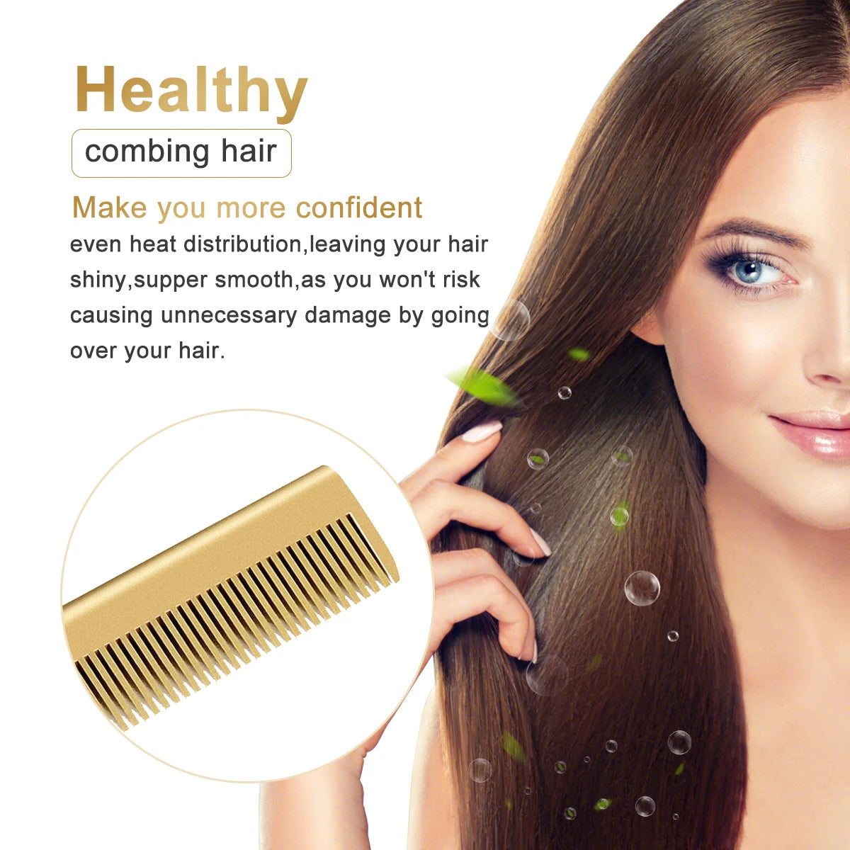 2 In1 Hot Comb Hair Straightener Electric Heating Comb Fast Heating Portable Travel Anti-Scald Beard Straightener Press Comb