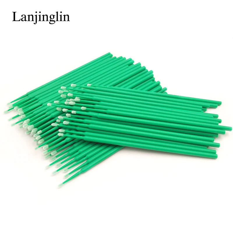 100/200pcs Eyelash Cleaning Brush Lash Extension Micro Cotton Swab Eyelashes Microbrush Beauty Makeup Clean Remover Tools