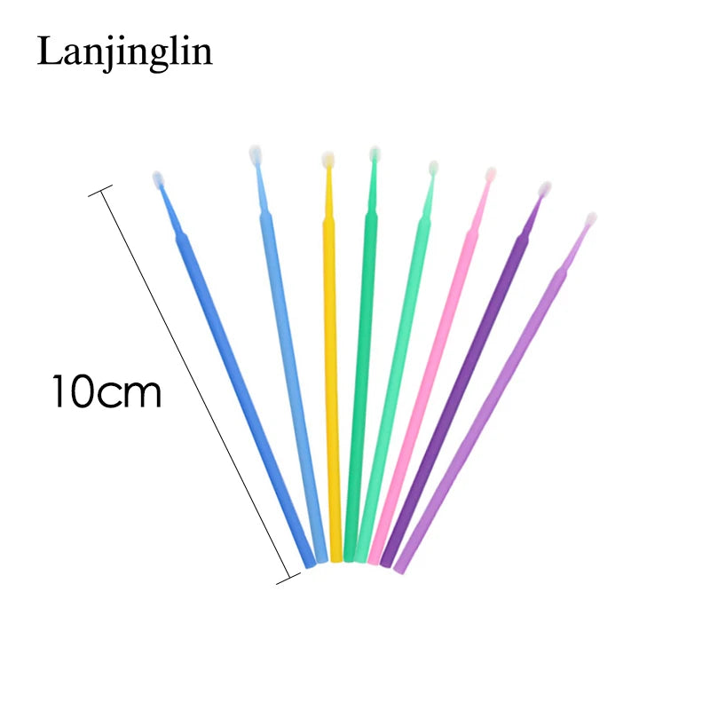 100/200pcs Eyelash Cleaning Brush Lash Extension Micro Cotton Swab Eyelashes Microbrush Beauty Makeup Clean Remover Tools