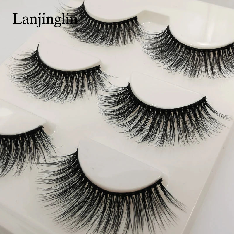 Faux Cils 3 Pairs False Eyelashes Soft Natural Long Wispy Fluffy 3D Mink Lashes Handmade Makeup Tool Extension Fake Eye Lashes