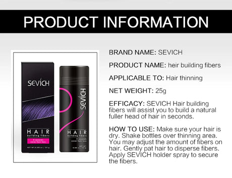 Sevich Hair Fiber Building Thin Loss Concealer Spray Refill Keratin Fibers Hair Powder Styling 25g 10 Colors Anti Hair Loss
